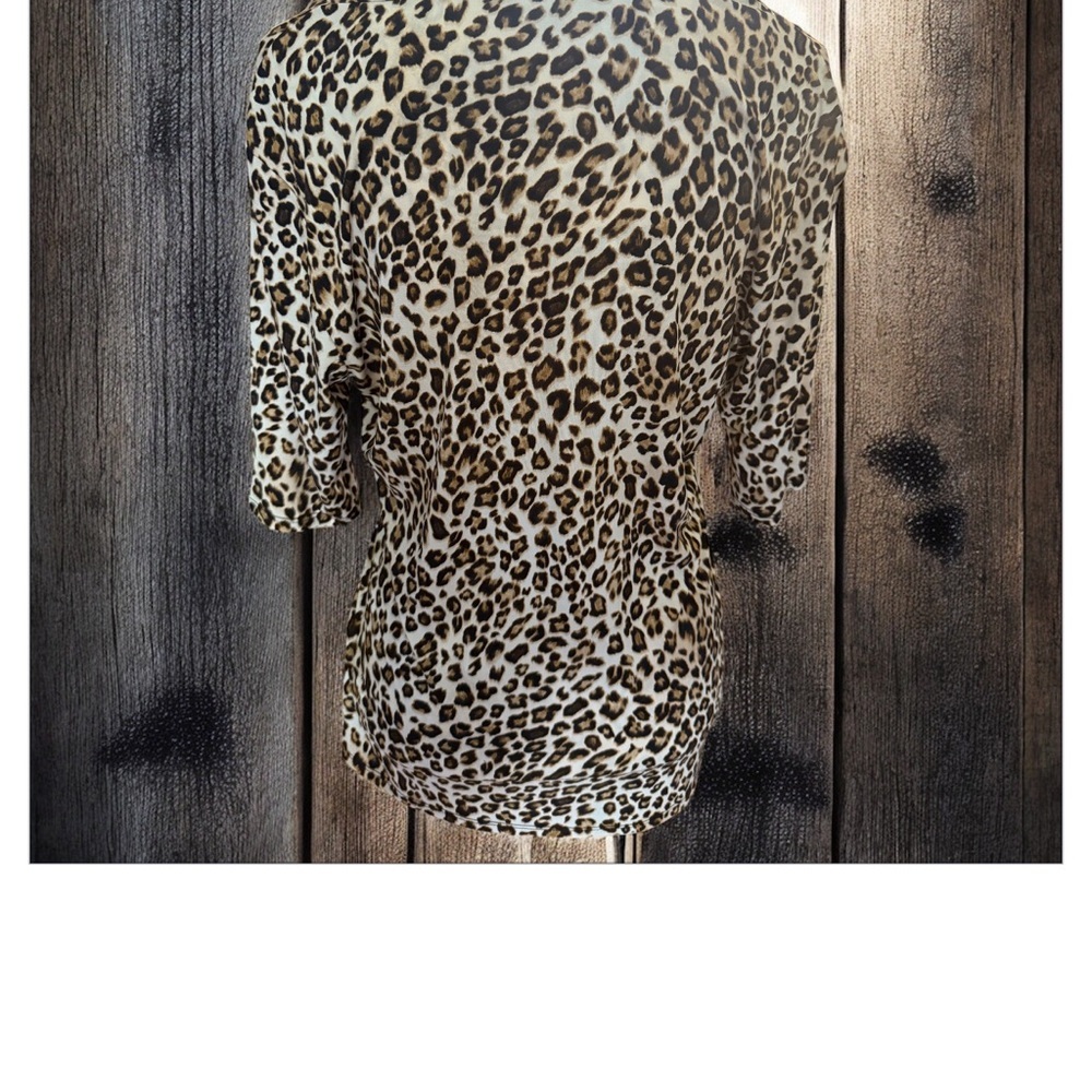 NWOTPremise Brown and Black Asymmetrical Blouse with Notched Collar - Picture 3 of 4
